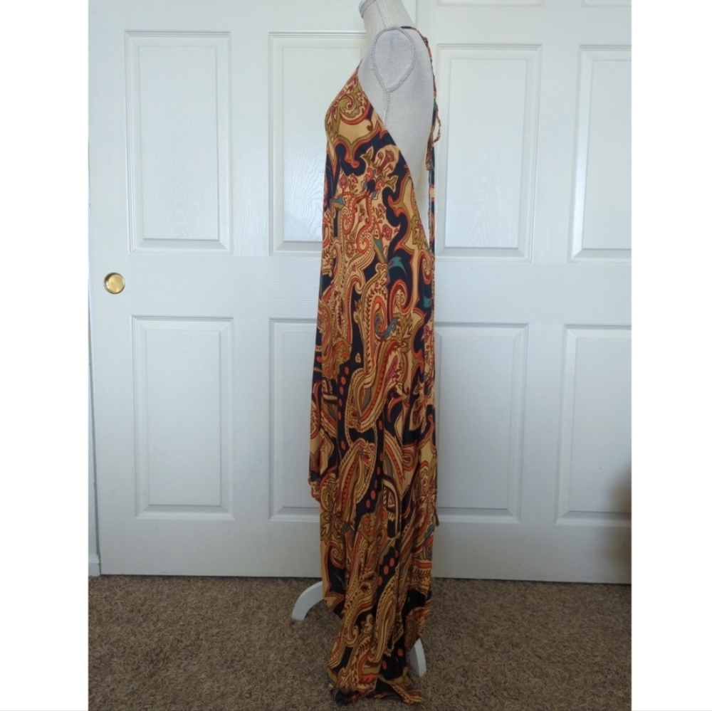 Lovestitch Asymmetrical Paisley Dress - Red and Gold - Picture 5 of 10